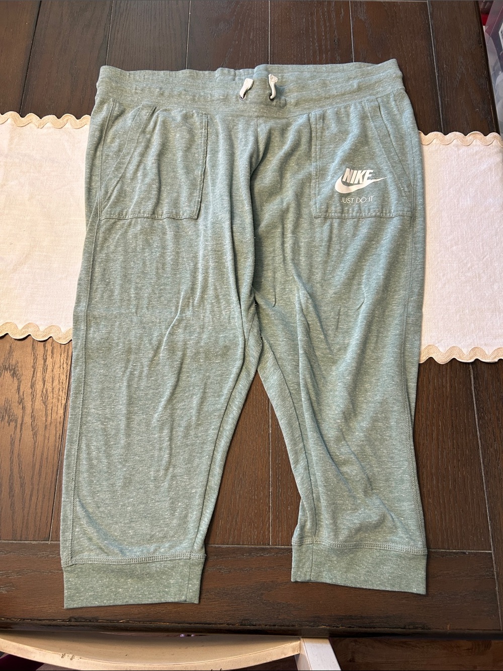 Nike Light Green Capri Sweatpants with Drawstring